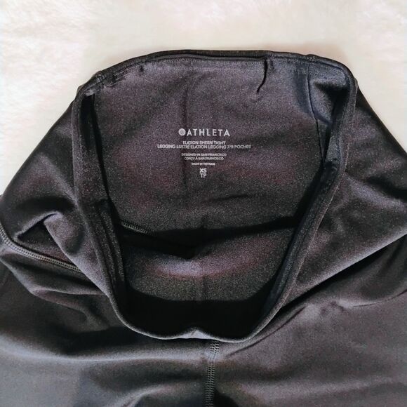 Athleta Elation Sheen Tight High Rise 7/8 Leggings XS Black Metallic Y3K Yoga - Picture 6 of 16